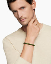 Spiritual Beads Bracelet in Sterling Silver with Nephrite Jade, 8mm